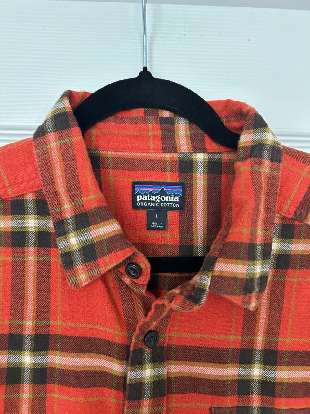 Patagonia Shirt Mens Large Organic Cotton Red Plaid Flannel Button Up - Picture 3 of 8